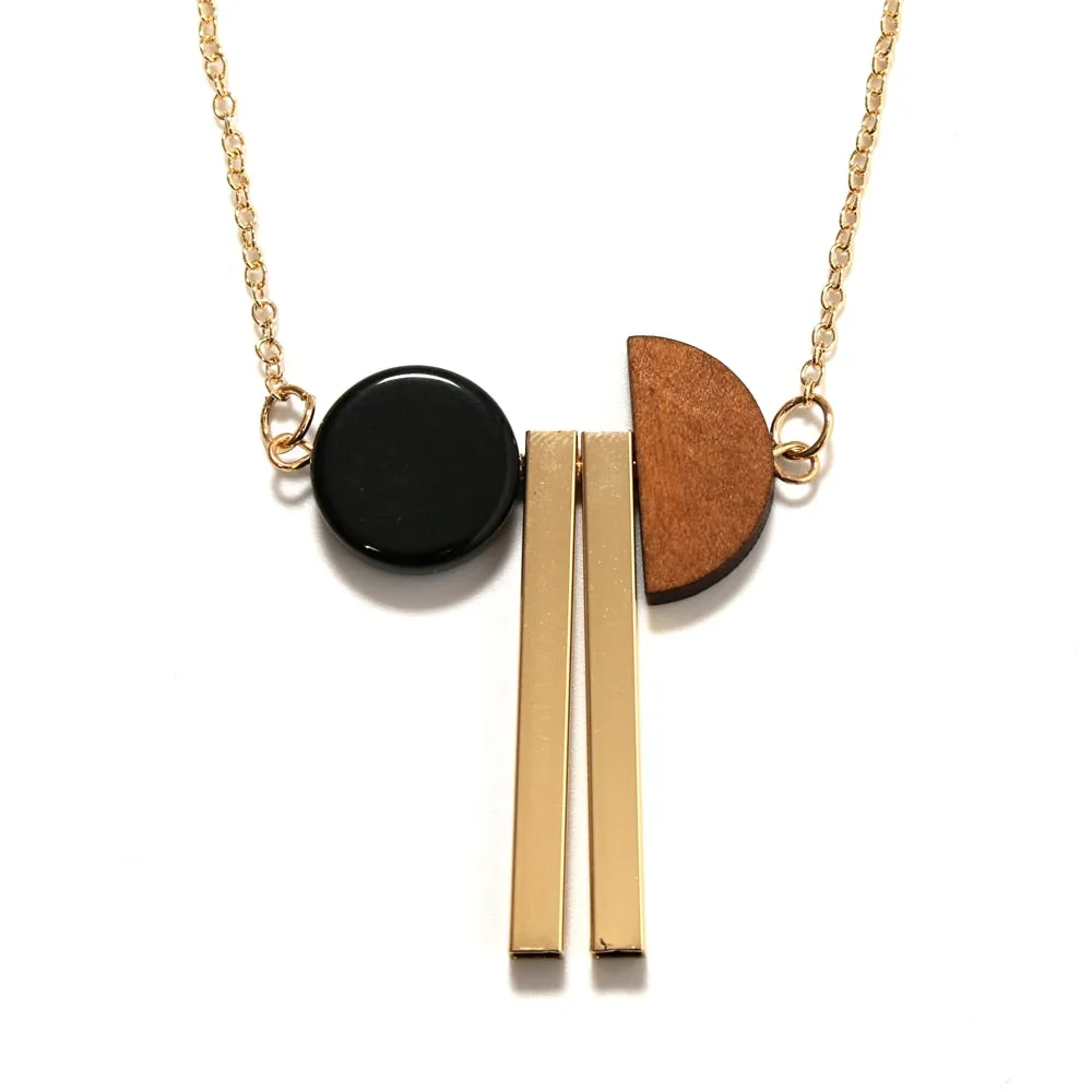New Geometric Wooden Resin Long Chain