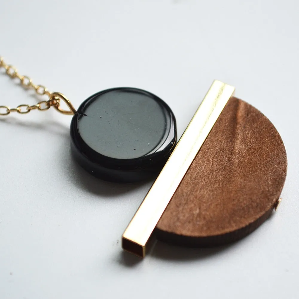 New Geometric Wooden Resin Long Chain