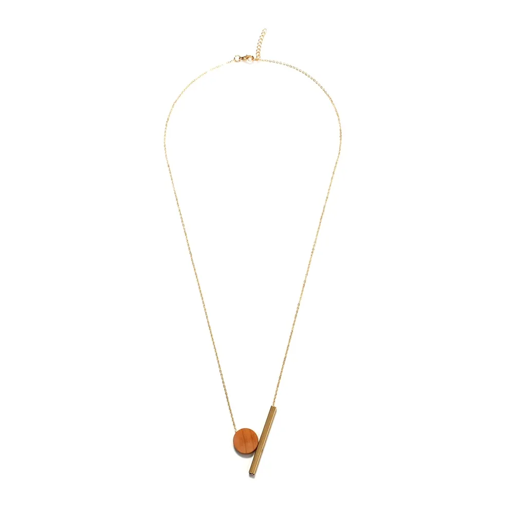 New Geometric Wooden Resin Long Chain