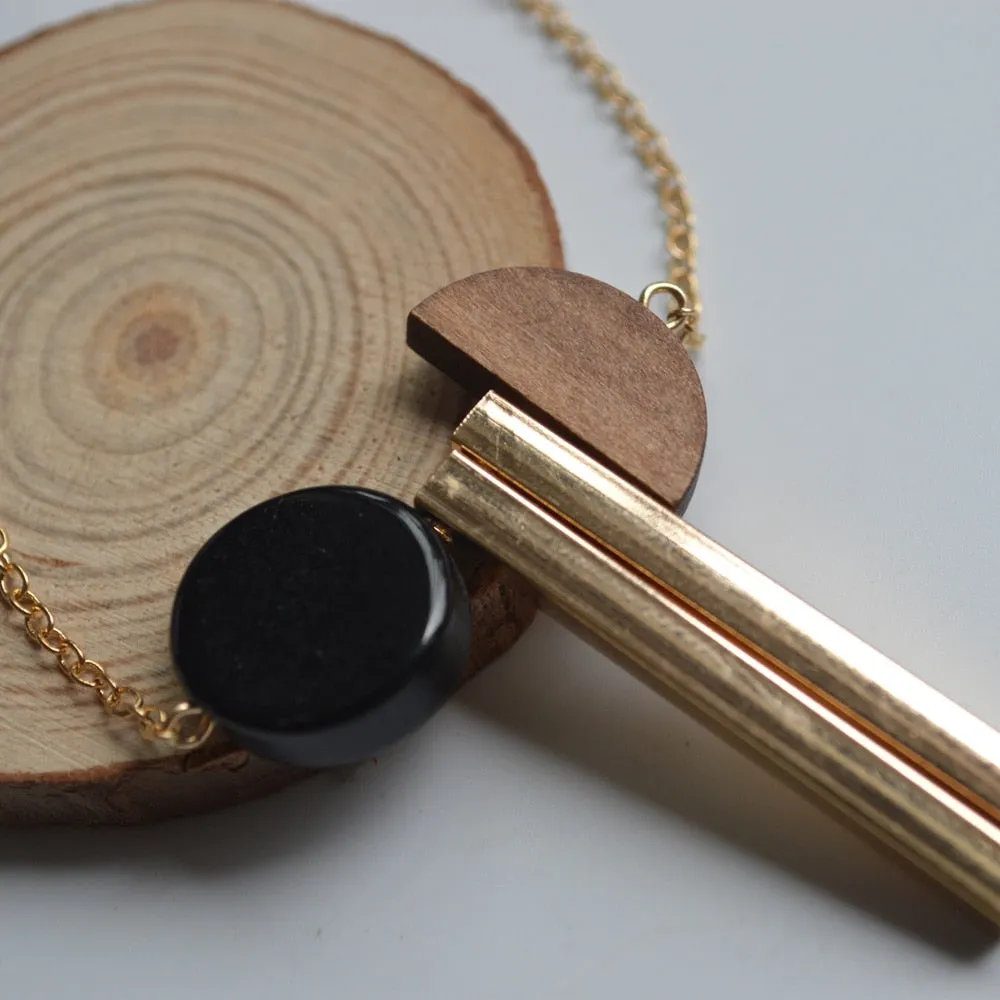 New Geometric Wooden Resin Long Chain