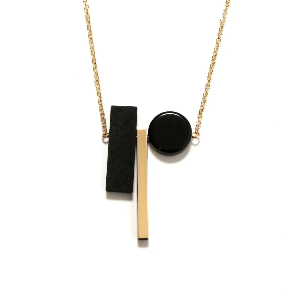 New Geometric Wooden Resin Long Chain