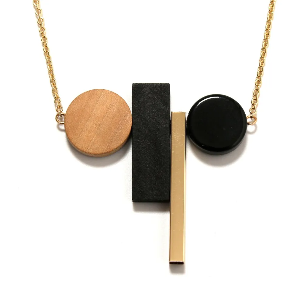 New Geometric Wooden Resin Long Chain