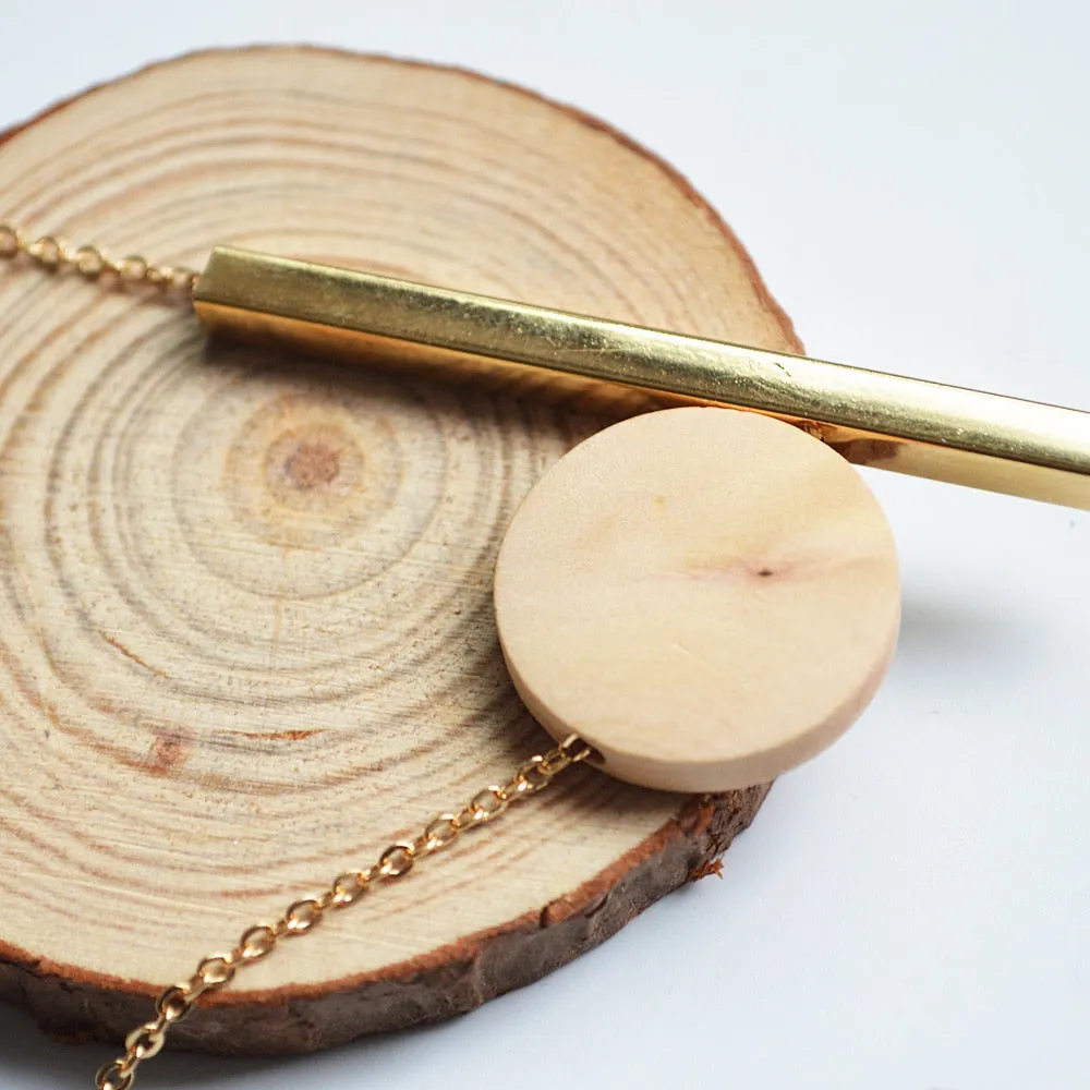 New Geometric Wooden Resin Long Chain