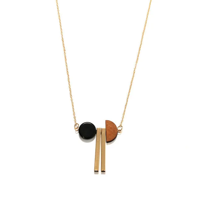 New Geometric Wooden Resin Long Chain