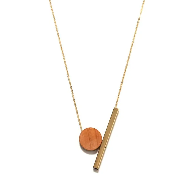 New Geometric Wooden Resin Long Chain