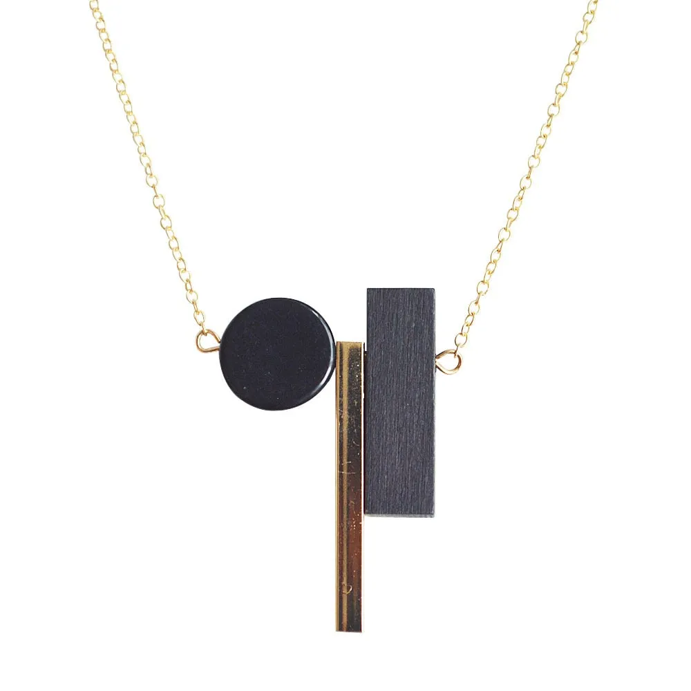 New Geometric Wooden Resin Long Chain