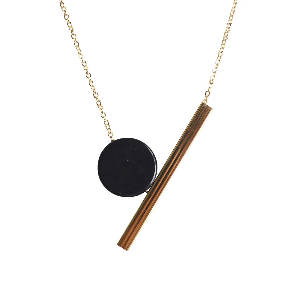 New Geometric Wooden Resin Long Chain