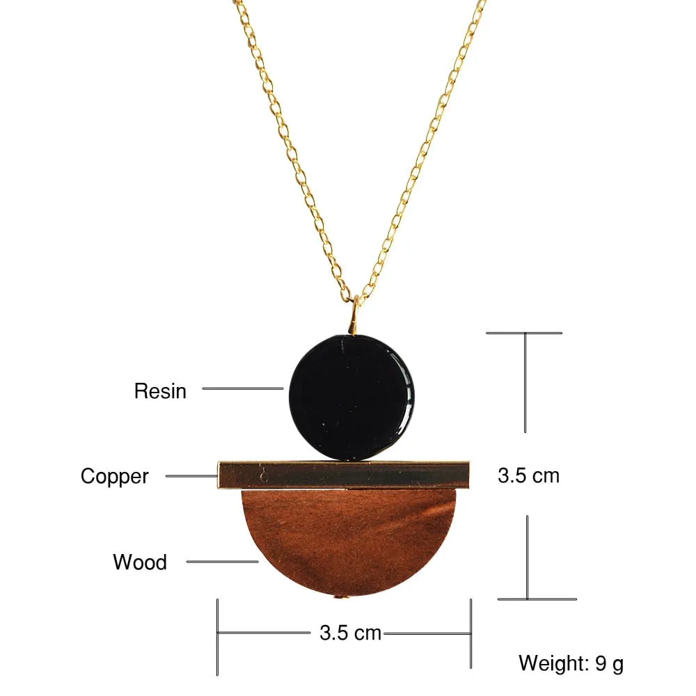 New Geometric Wooden Resin Long Chain