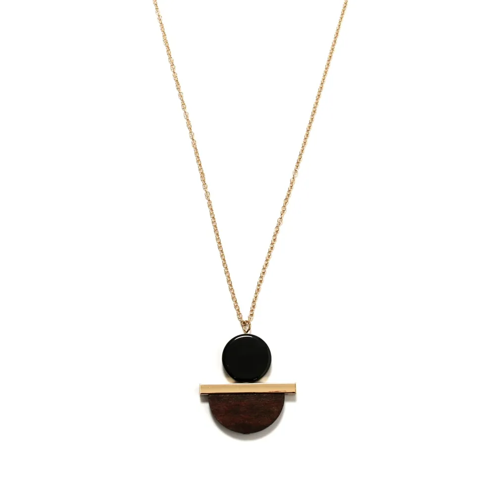 New Geometric Wooden Resin Long Chain