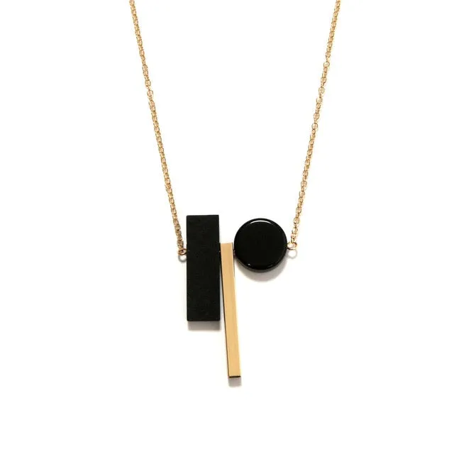 New Geometric Wooden Resin Long Chain