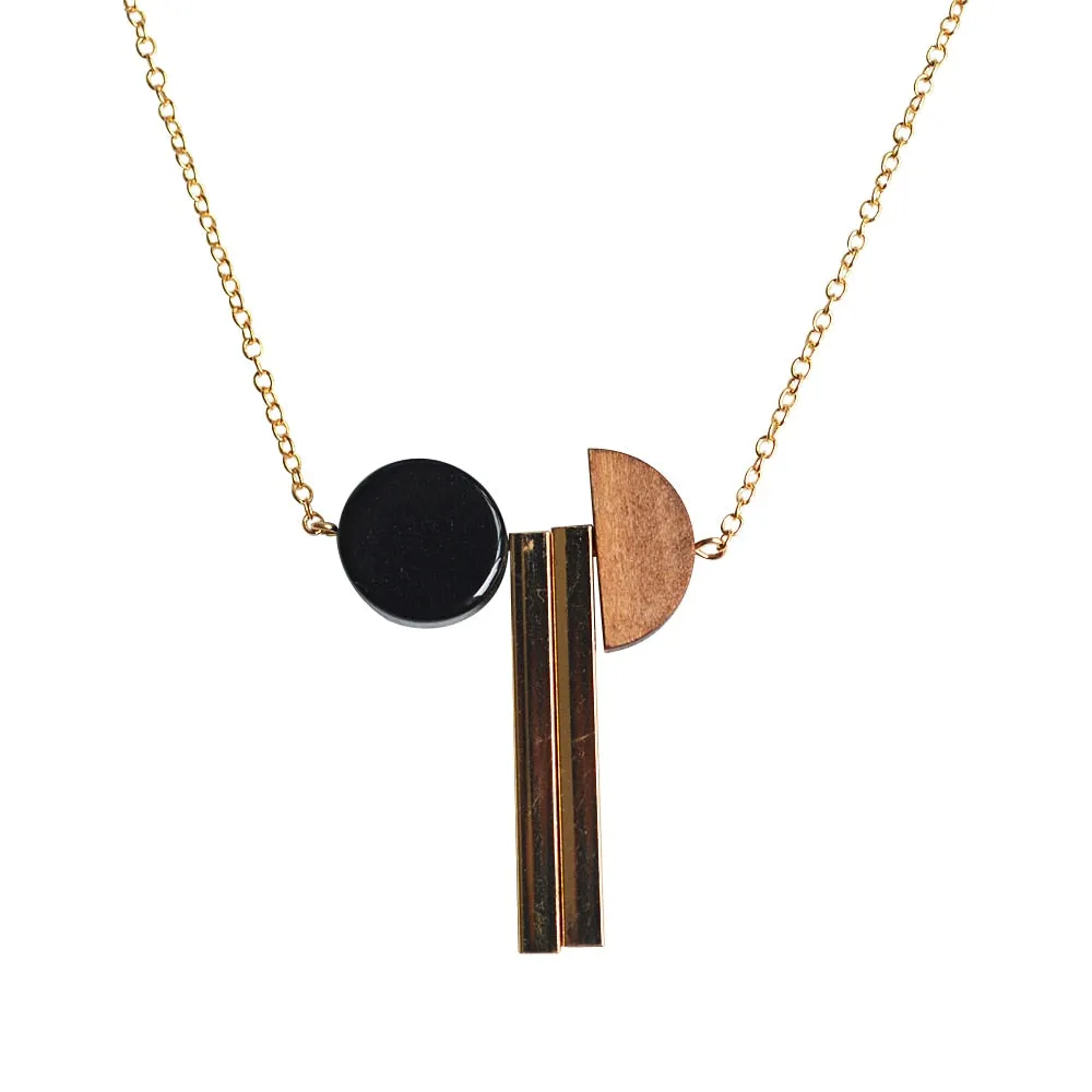 New Geometric Wooden Resin Long Chain