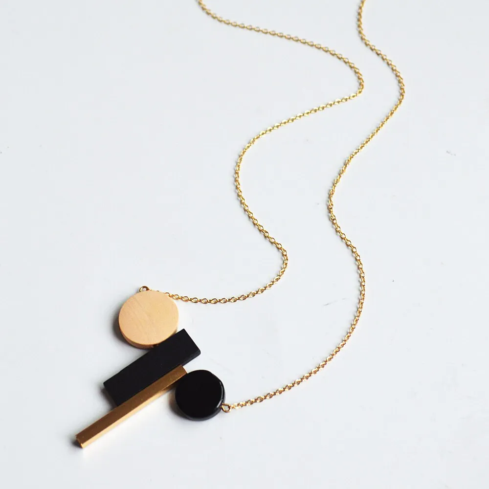 New Geometric Wooden Resin Long Chain