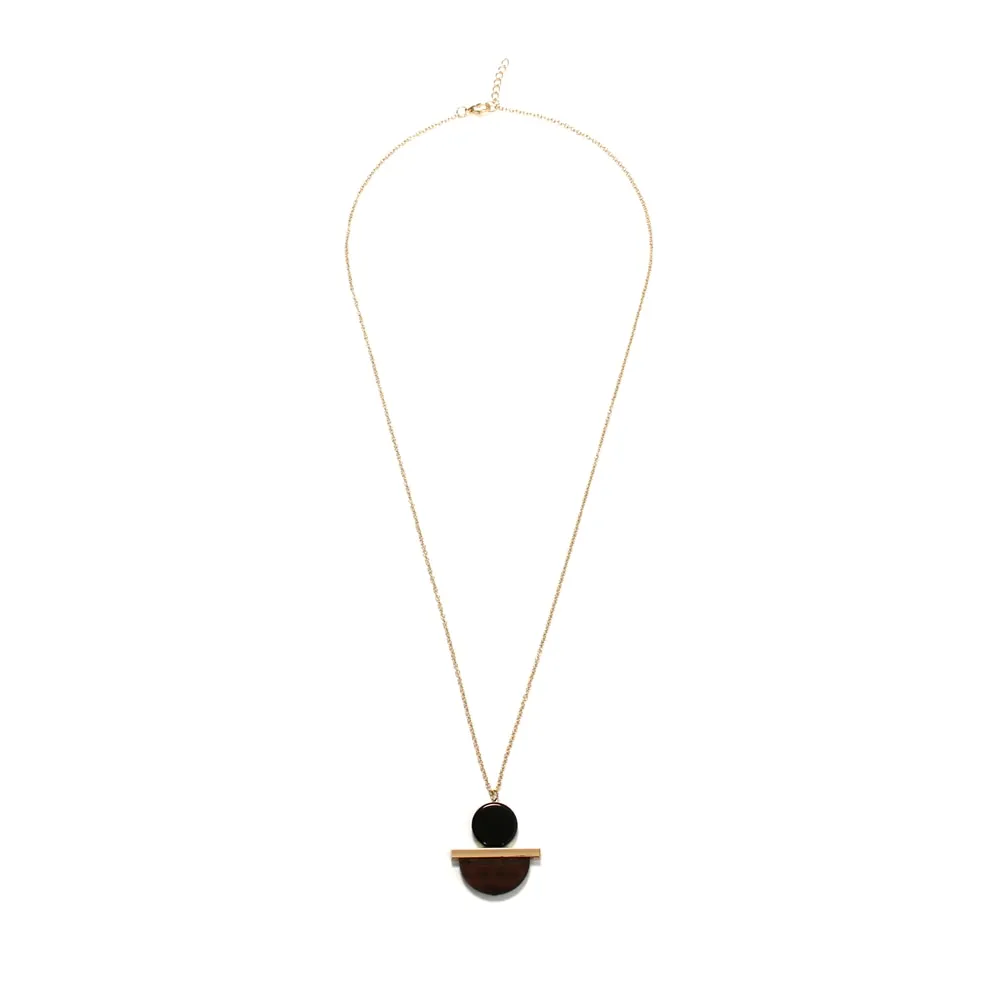 New Geometric Wooden Resin Long Chain