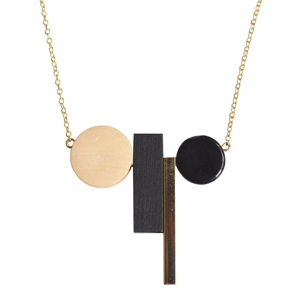 New Geometric Wooden Resin Long Chain