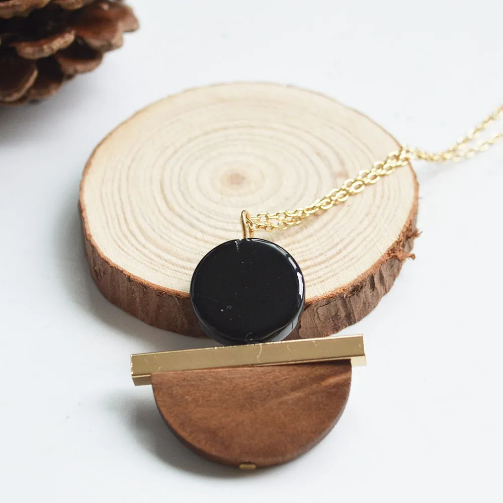 New Geometric Wooden Resin Long Chain