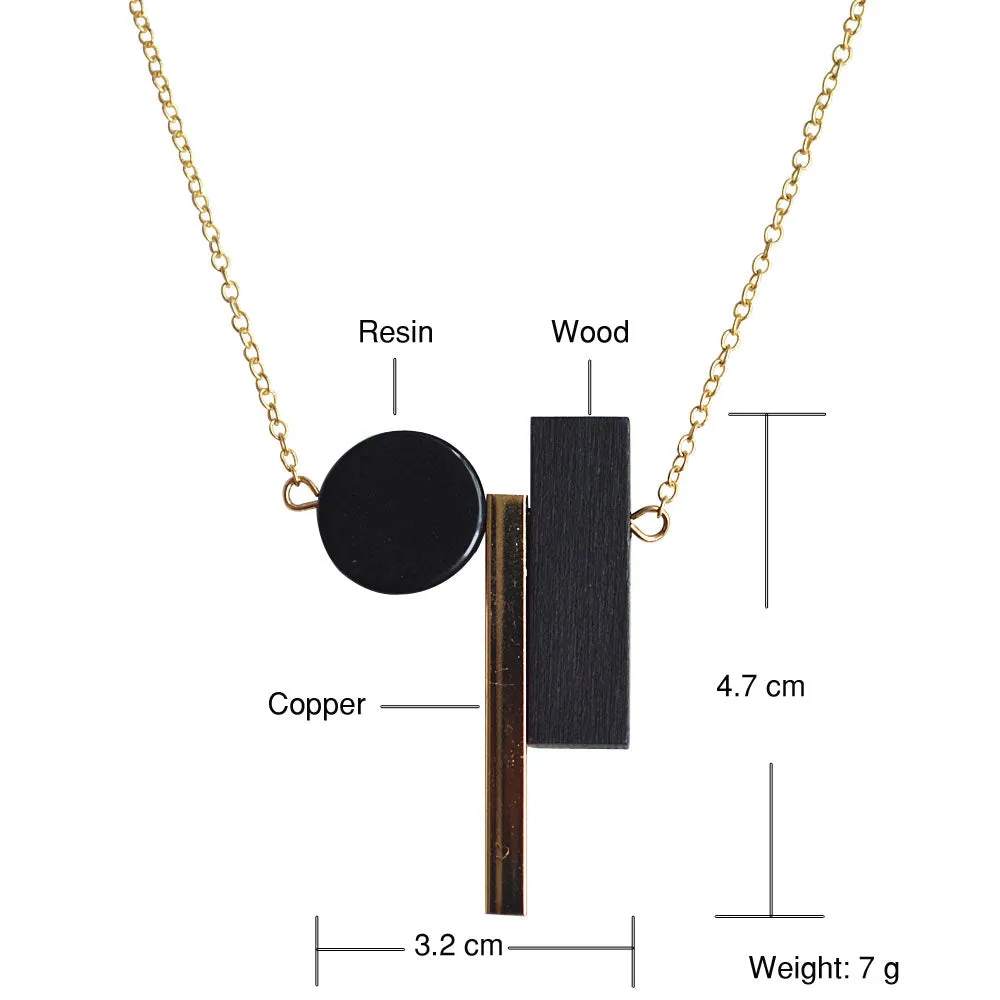 New Geometric Wooden Resin Long Chain