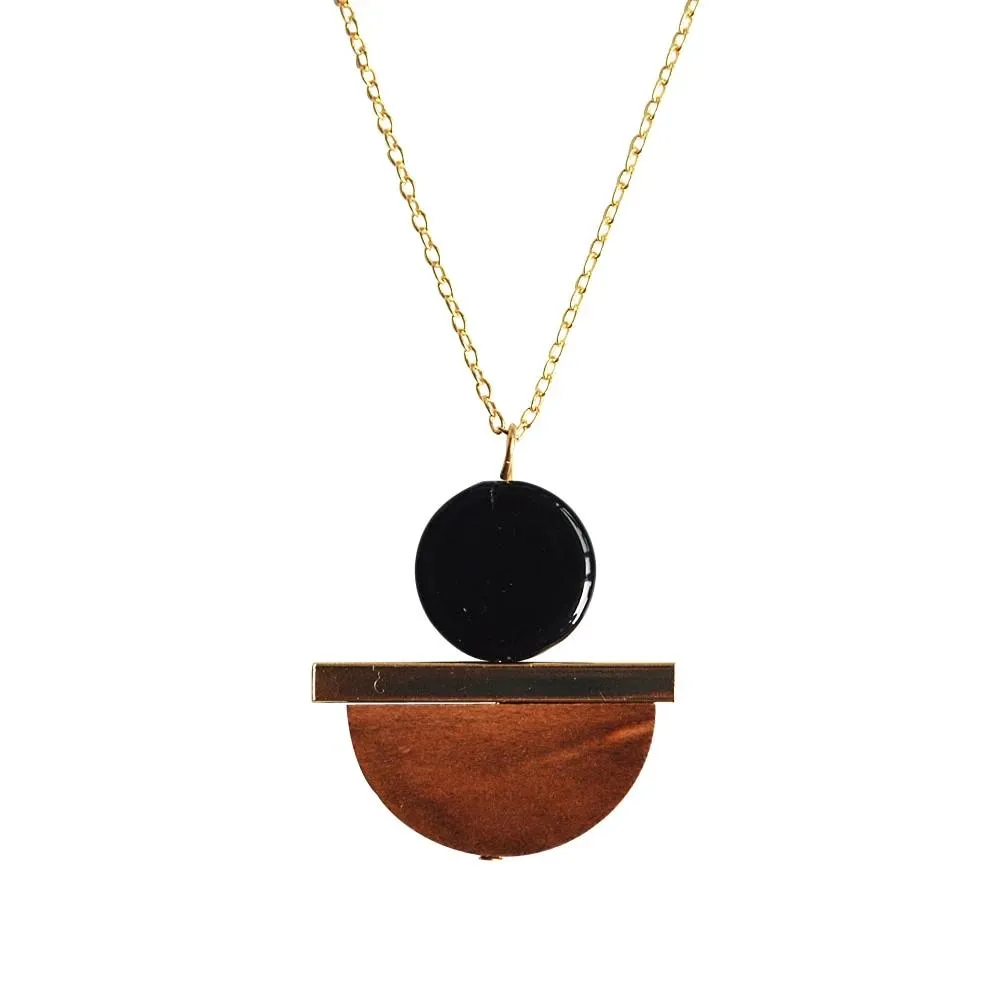New Geometric Wooden Resin Long Chain