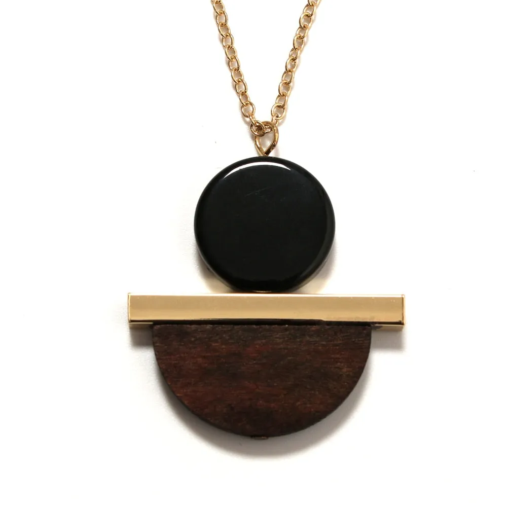 New Geometric Wooden Resin Long Chain