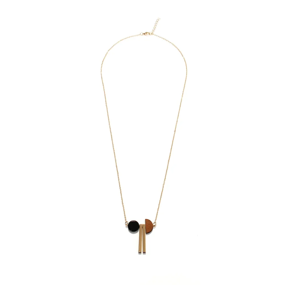 New Geometric Wooden Resin Long Chain