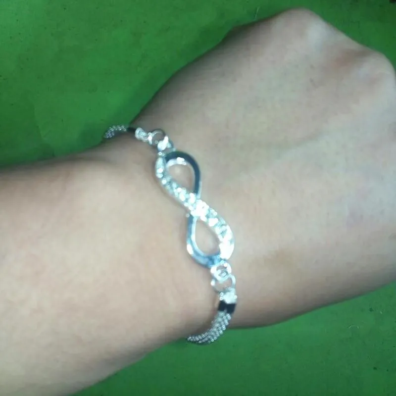 New Modern Fashion Rhinestone Infinity Connector Bracelet Alloy Metal Bracelet Silver Jewelry Brecelet