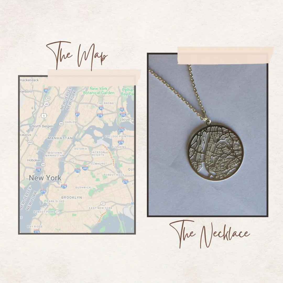New York Silver - City Map Necklace