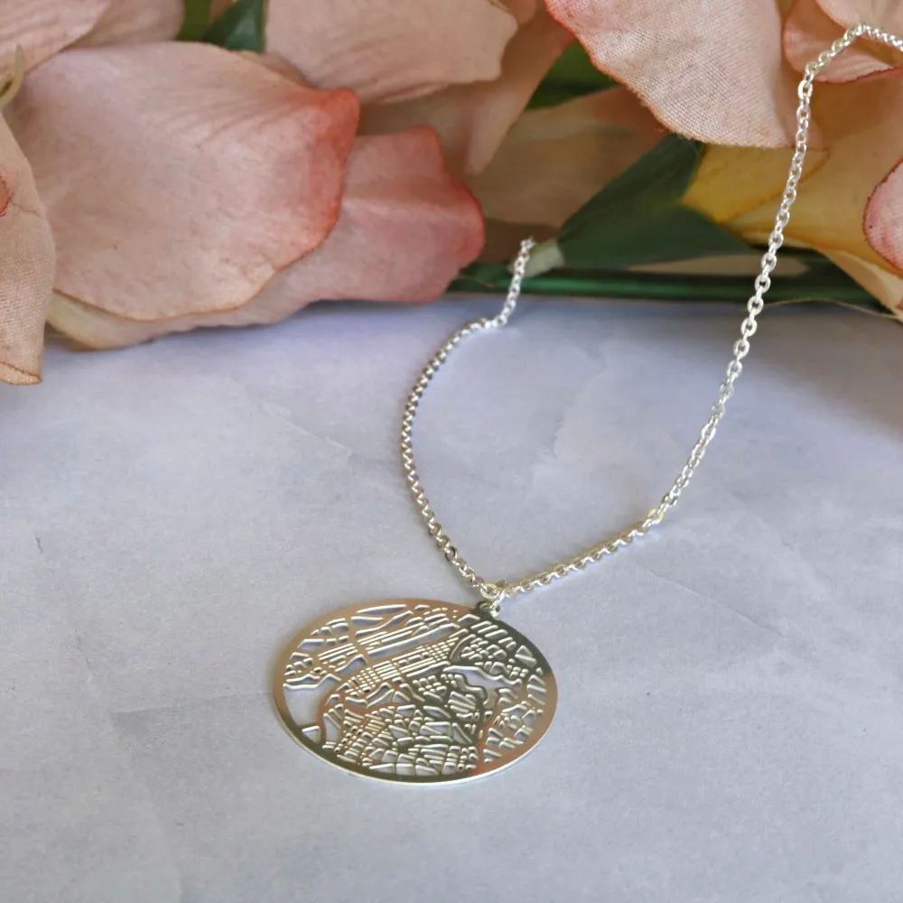 New York Silver - City Map Necklace