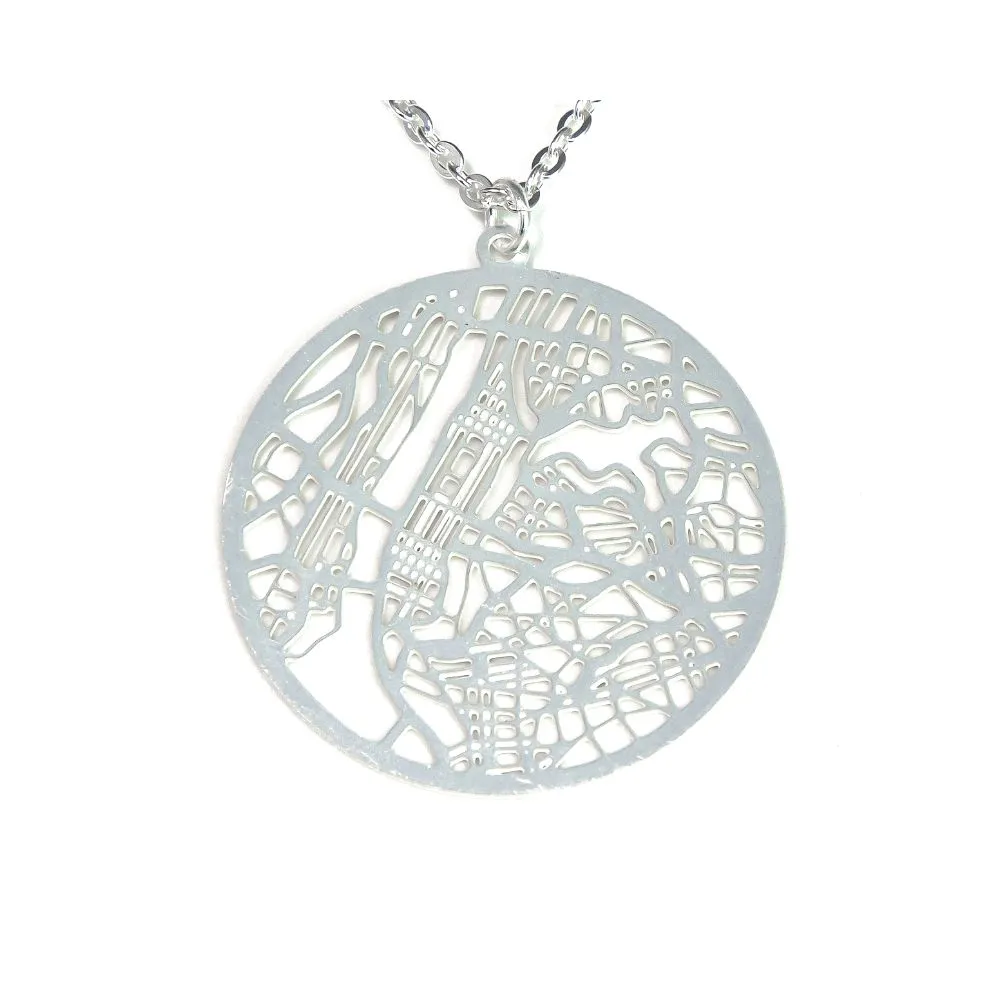 New York Silver - City Map Necklace