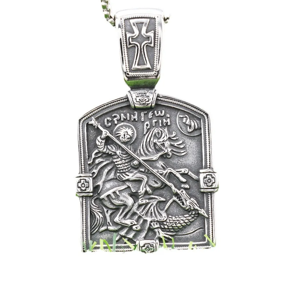 Nordic Mythology Retro Viking Style Cross Knight Stainless Steel Polished Tag