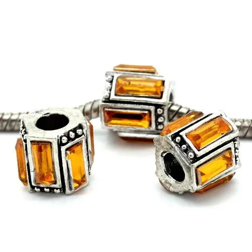 November Topaz Birthstone round Spacer Bead Charm for european snake chain charm Bracelet