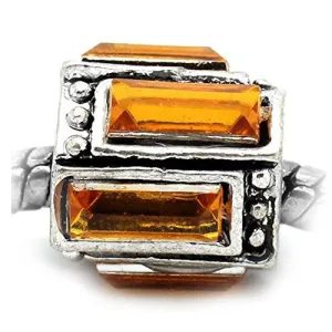November Topaz Birthstone round Spacer Bead Charm for european snake chain charm Bracelet