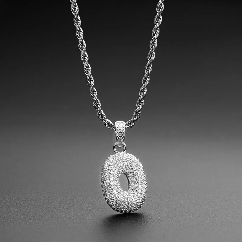 Number 0 Created Diamond  Hip Hop Pendant Necklace 23.62''