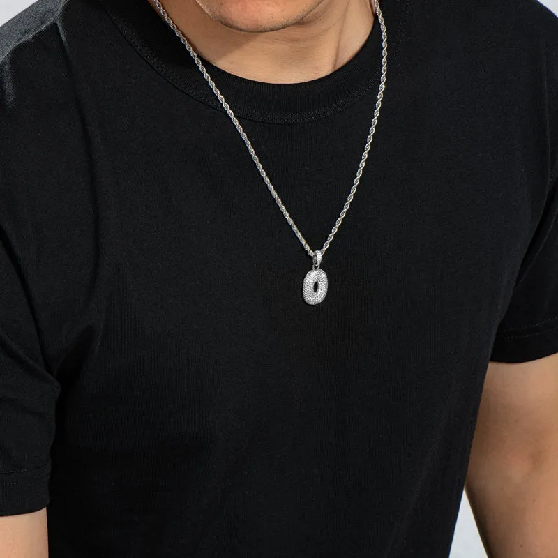 Number 0 Created Diamond  Hip Hop Pendant Necklace 23.62''