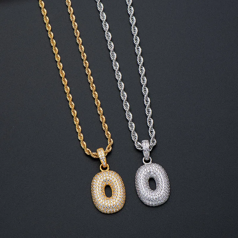 Number 0 Created Diamond  Hip Hop Pendant Necklace 23.62''