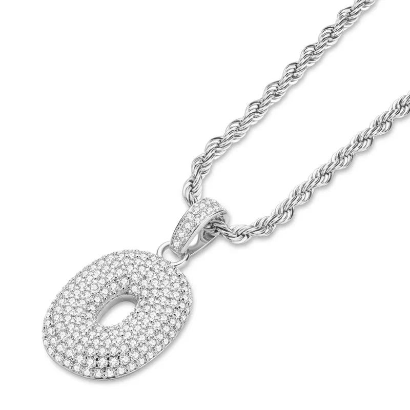 Number 0 Created Diamond  Hip Hop Pendant Necklace 23.62''