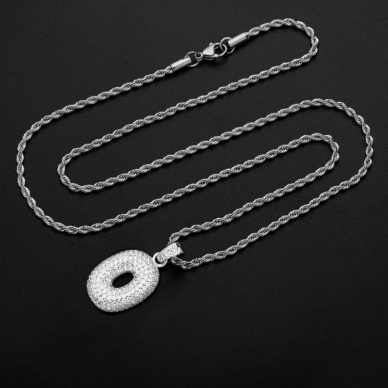 Number 0 Created Diamond  Hip Hop Pendant Necklace 23.62''