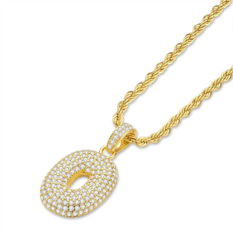 Number 0 Created Diamond  Hip Hop Pendant Necklace 23.62''