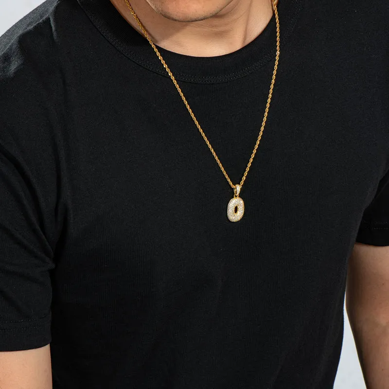 Number 0 Created Diamond  Hip Hop Pendant Necklace 23.62''