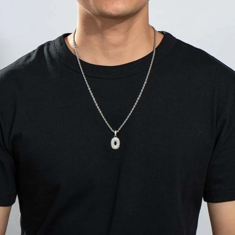 Number 0 Created Diamond  Hip Hop Pendant Necklace 23.62''