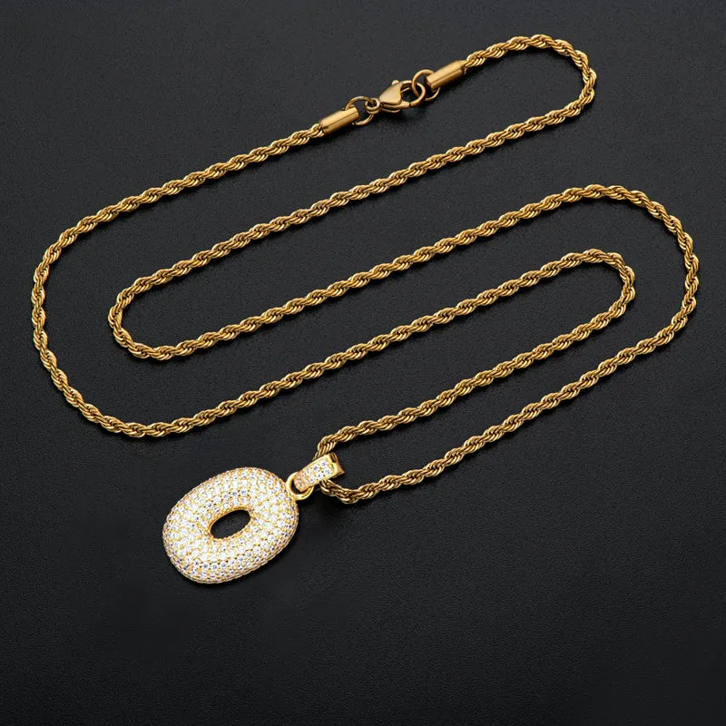 Number 0 Created Diamond  Hip Hop Pendant Necklace 23.62''