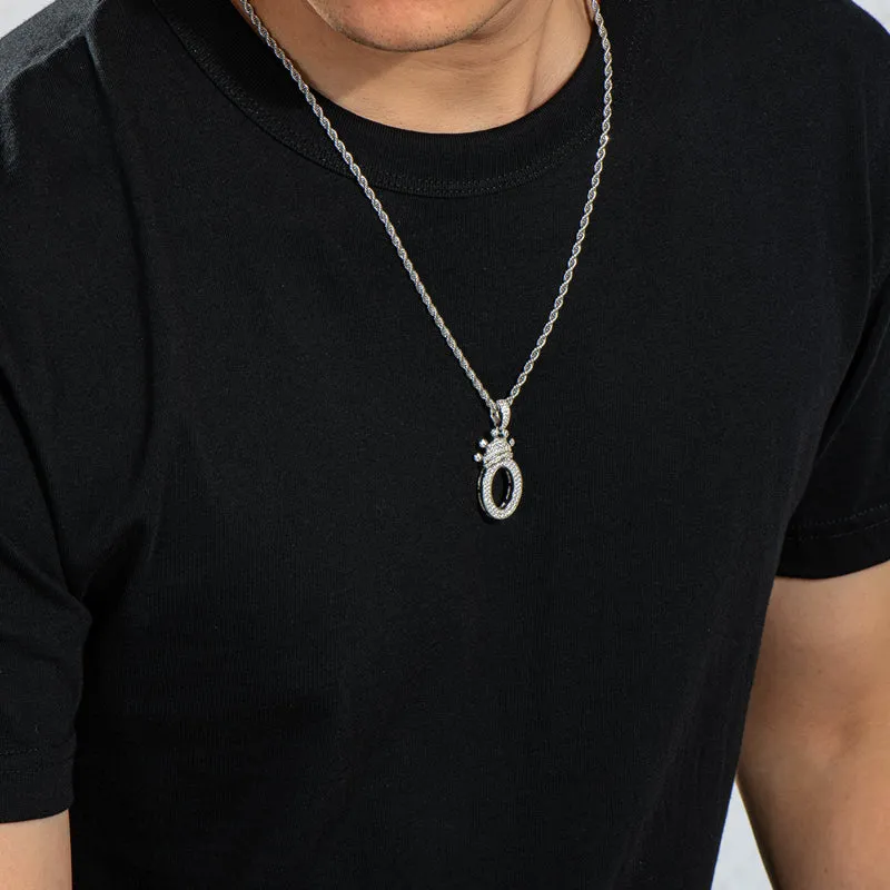 Number 0 Crown Created Diamond Pendant Necklace 23.62''
