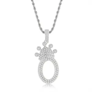 Number 0 Crown Created Diamond Pendant Necklace 23.62''