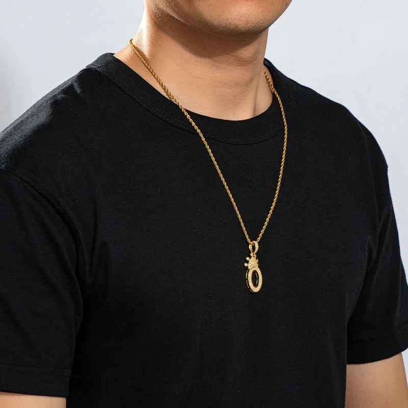 Number 0 Crown Created Diamond Pendant Necklace 23.62''