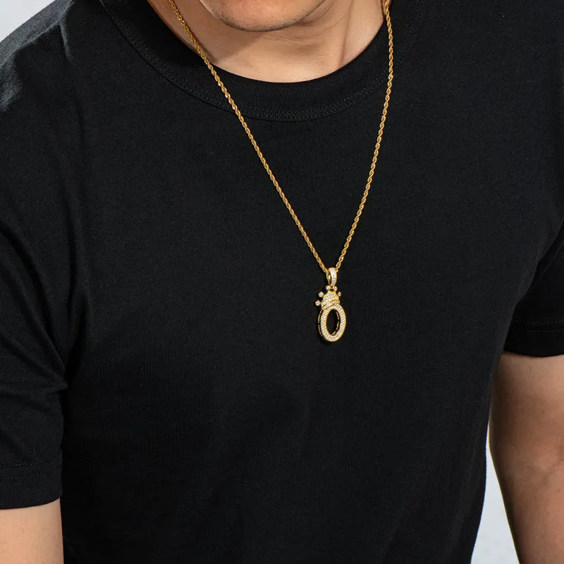 Number 0 Crown Created Diamond Pendant Necklace 23.62''