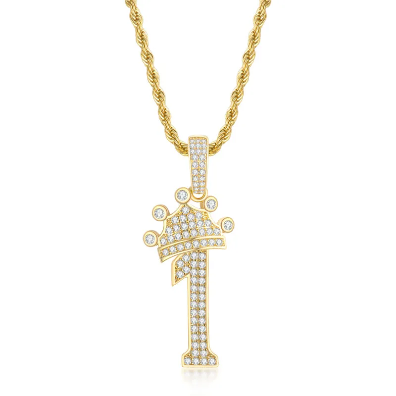 Number 1 Hip Hop Created Diamond Pendant Necklace 23.62''