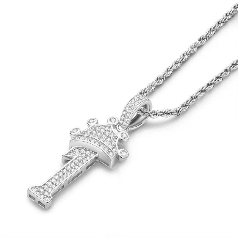 Number 1 Hip Hop Created Diamond Pendant Necklace 23.62''
