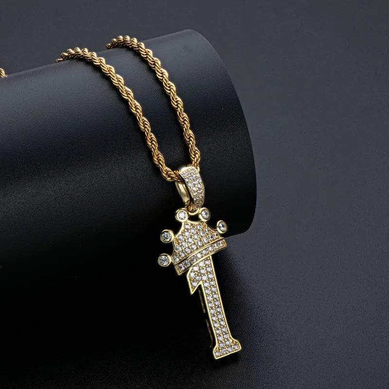 Number 1 Hip Hop Created Diamond Pendant Necklace 23.62''