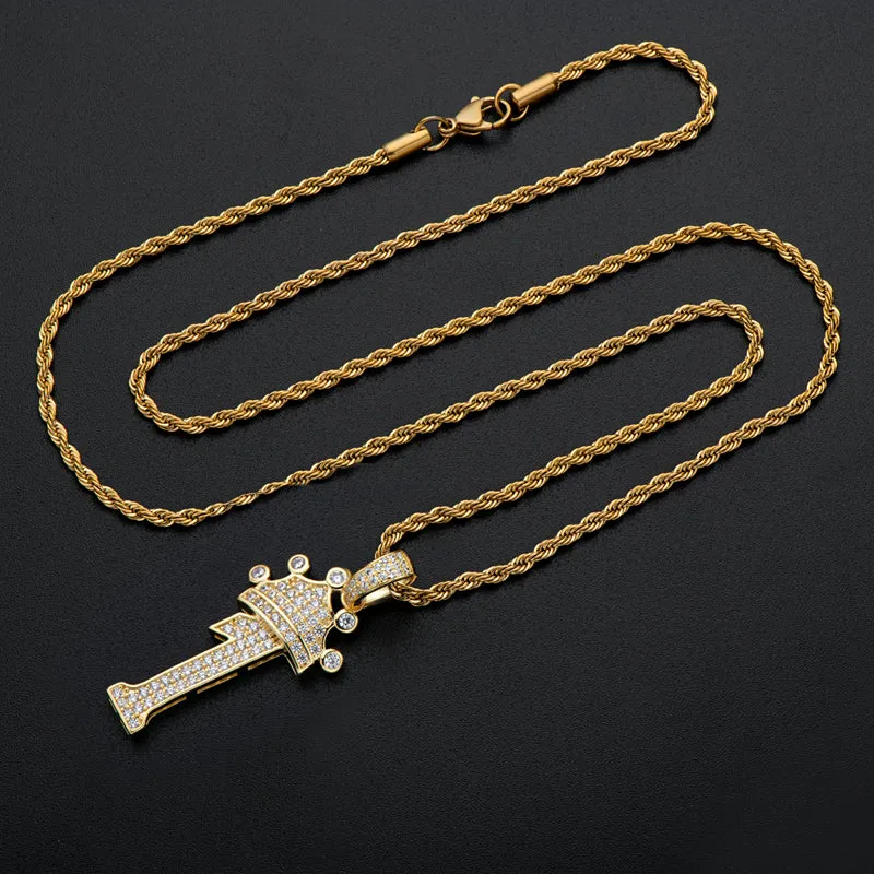 Number 1 Hip Hop Created Diamond Pendant Necklace 23.62''