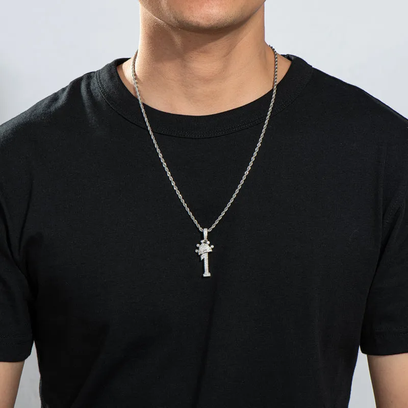 Number 1 Hip Hop Created Diamond Pendant Necklace 23.62''