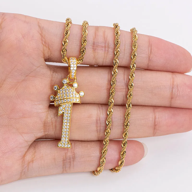 Number 1 Hip Hop Created Diamond Pendant Necklace 23.62''