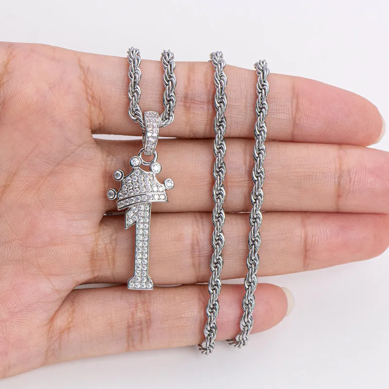 Number 1 Hip Hop Created Diamond Pendant Necklace 23.62''